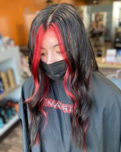 pops of red hair color sioux falls
