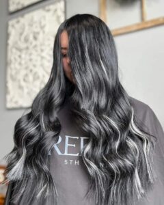 pops of silver platinum with babe hair extensions sioux falls