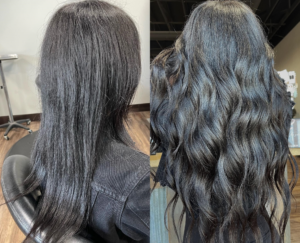 hand tied extensions before and after