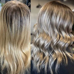 before after reverse balayage